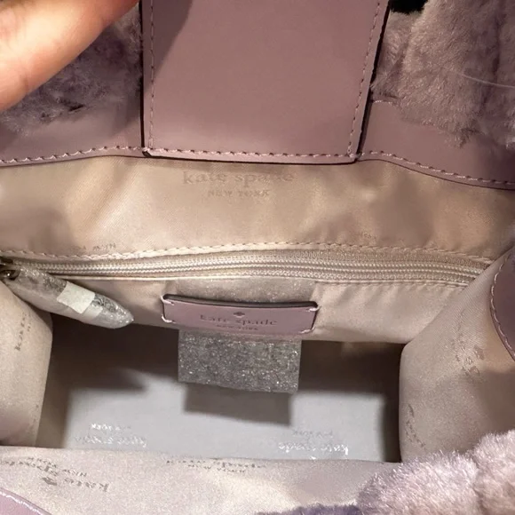 Kate Spade Ellie Faux Fur Shearling Small Tote, Violet Mist NWT